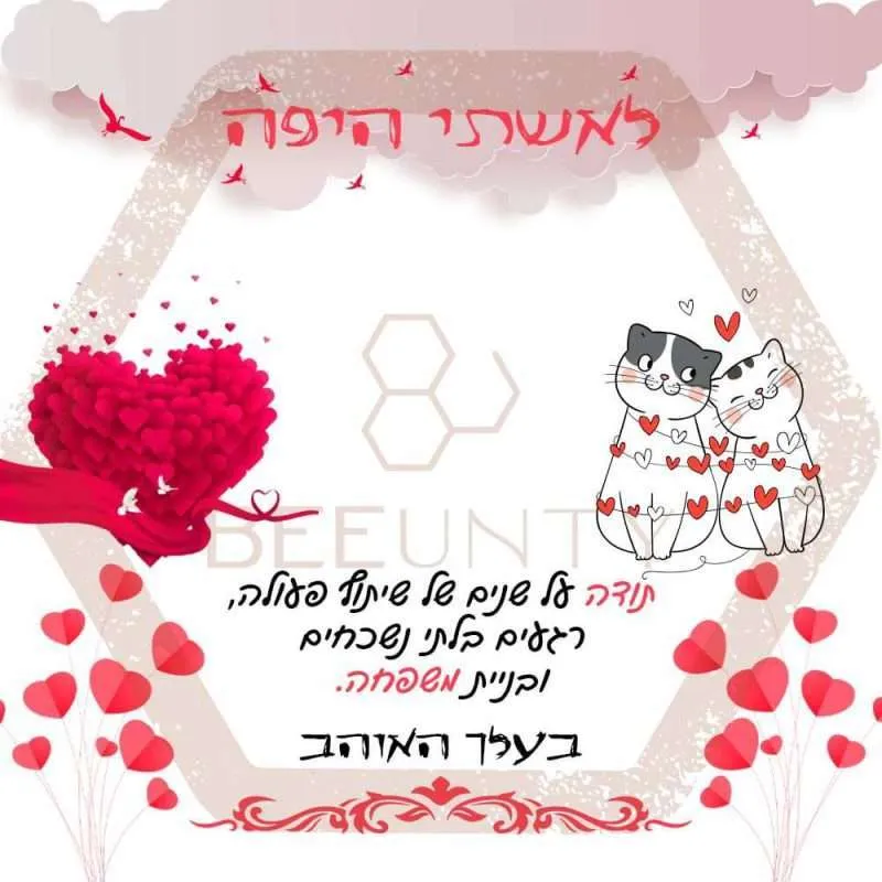 Beeunty ביונטי מתנה לאשתי היפה לבבות חתולים.jpg